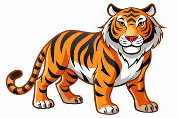 Obraz premium Cartoon Illustration of a Standing Tiger with Stripes