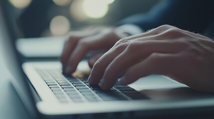 Close Up of Hands Typing on a Laptop Keyboard