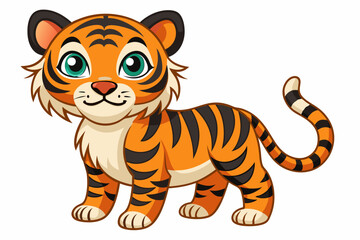 Cartoon Illustration of a Cute Tiger with Big Eyes