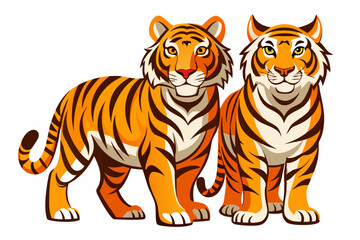 Two Cartoon Tigers Standing Side-by-Side