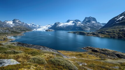Majestic Fjord Landscape with Snow-Capped Mountains