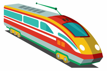 Modern High-Speed Train with Red, Yellow, and Green Livery