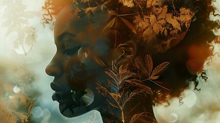 Artistic portrait of a woman with flowers