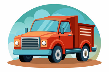 Obraz premium Red Pickup Truck on a Dirt Road with Blue Clouds