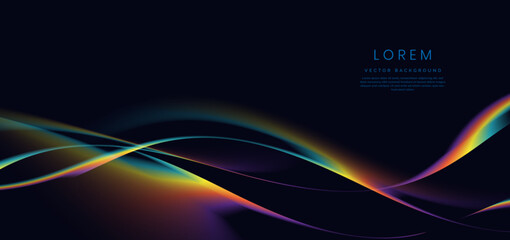 Colorful wave and light on black background. You can use for ad, poster, template, business presentation.