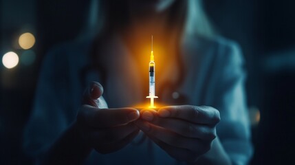 Syringe Held by Hands - A Symbol of Hope and Protection