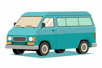 Teal Van with White Trim and Black Tires