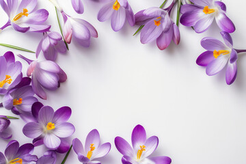 Purple Crocuses on White Background