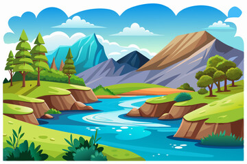 A Winding River Flows Through a Mountainous Landscape