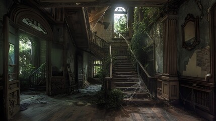 Haunted Victorian Manor: A Spooky Halloween Experience with Ghostly Apparitions and Creepy Cobweb-Filled Rooms