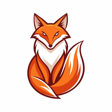 recommend clip art: unique line art fox logo on a white background 