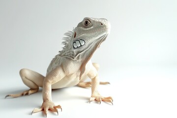 Fototapeta premium Adorable Iguana Portrait on White: A Conceptual Celebration of Pet Exoticism and Natural Beauty, single element, single object, material, vector material, illustration