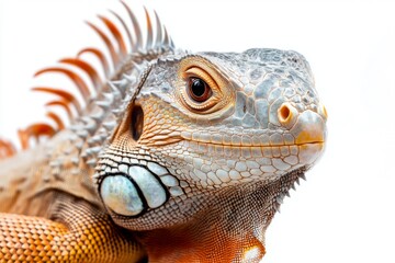 Fototapeta premium Adorable Iguana Portrait on White: A Conceptual Celebration of Pet Exoticism and Natural Beauty, single element, single object, material, vector material, illustration