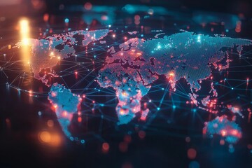 Obraz premium Global Digital Business Network Connection Illustration created with Generative AI