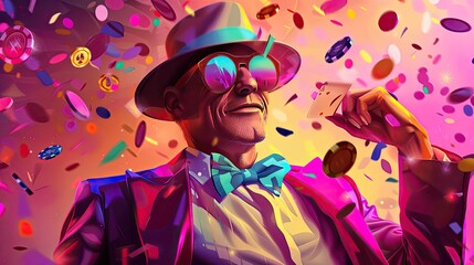 Player online casino winning free spins, laptop screen showing bonus round, joyful reaction