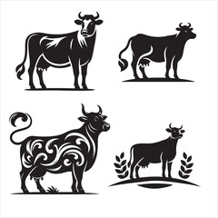 Fototapeta premium cow silhouette Vector Illustration