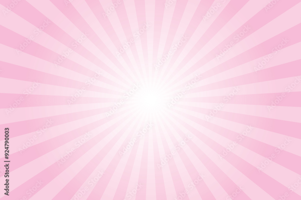 Fototapete pink background with white sun ray. pattern of starburst. abstract cotton candy pink texture with li