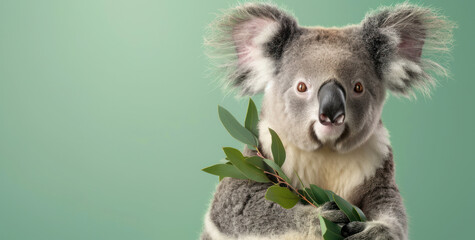 Delighted Koala With Eucalyptus Branch