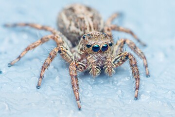 Yellow spider walking on the floor.