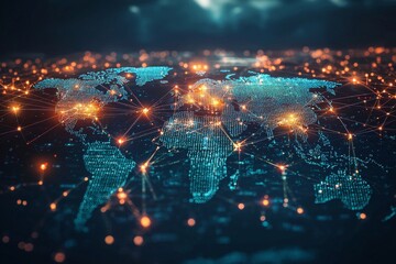 Fototapeta premium Global Digital Business Network Connection Illustration created with Generative AI