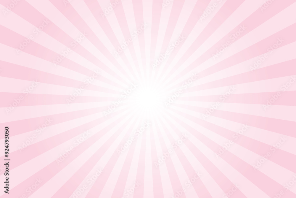Aufkleber pink background with white sun ray. pattern of starburst. abstract pastel pink texture with light of