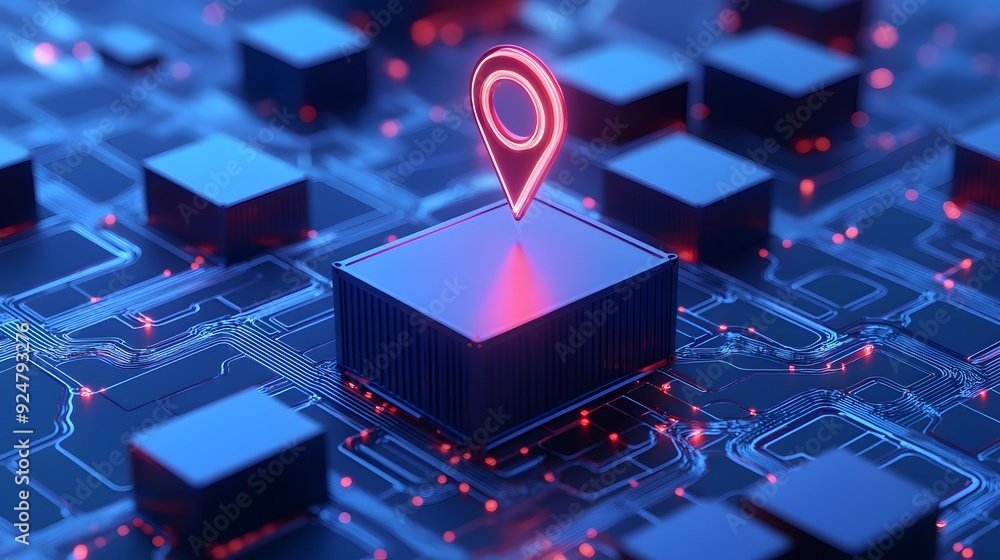 Aufkleber futuristic digital concept of location pin on a microchip, representing technology, innovation, and 