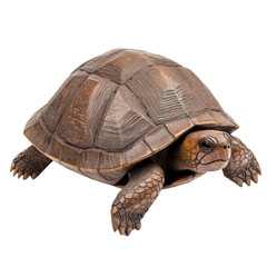 Obraz premium Detailed wooden turtle sculpture featuring intricate carving and realistic textures, perfect for home decor or artistic display.