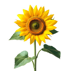 Fototapeta premium Photography of a Vibrant Yellow Sunflower Isolated on a Plain White Transparent Background PNG