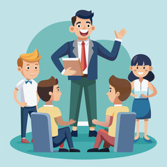 Boss Offering a Presentation to Employees Illustrator Artwork