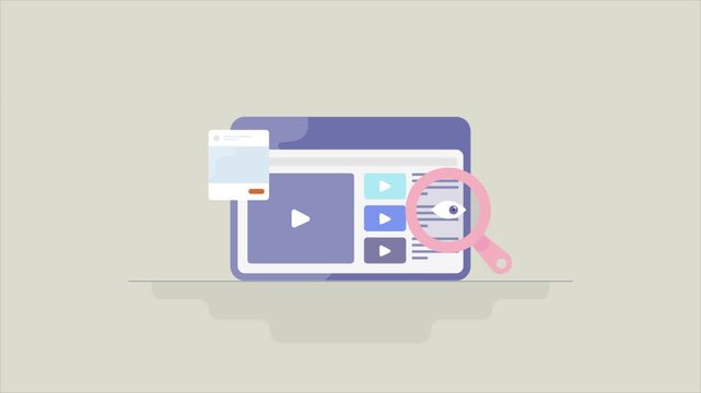 Online user behaviour tracking via web browser data, collecting information from digital activity, display ads based on user interest business software application concept video animation.