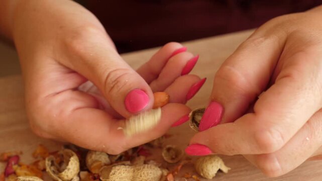 Peanuts are cleaned by hand. Cooking dishes with peanuts.
