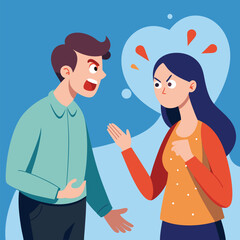 Couple Upset and Fighting clipart editable Illustrator Artwork