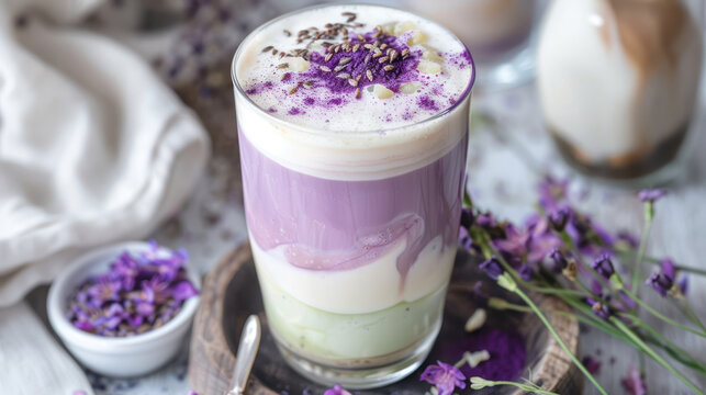 Purple Ube Matcha Latte With Lavender