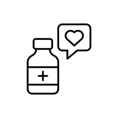 Cough syrup outline icons, minimalist vector illustration ,simple transparent graphic element .Isolated on white background