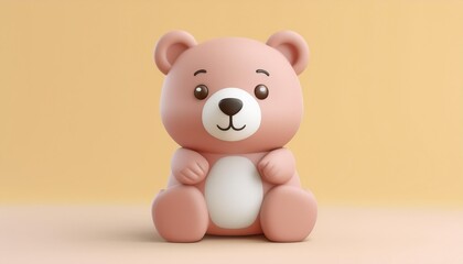 Obraz premium Cute cartoon bear toy with a soft pink color, perfect for children's rooms and playful themes.