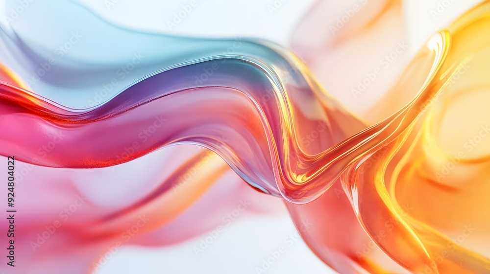 Wall mural 8. abstract fluid forms with smooth gradients and subtle highlights, floating on a transparent surfa