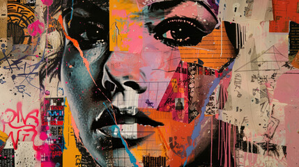 Urban Collage With Street Art Graffiti and Cityscapes