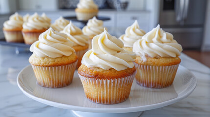 Vanilla Almond Cupcakes on a White Plate