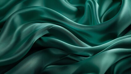 Obraz premium An Impressive Display of Luxurious Green Fabric, Gently Flowing and Draping, Capturing the Essence of Elegance and Softness in Every Wave and Curl of Its Texture.