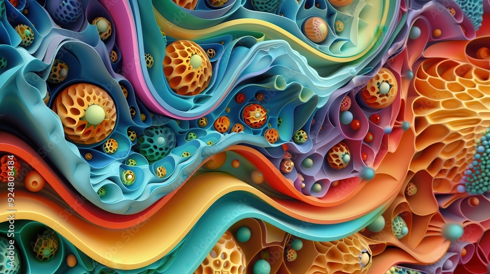 Aufkleber a vibrant abstract design featuring flowing waves and intricate patterns in bold colors and unique s