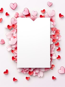 Vertical top view blank card&nbsp;love and wedding decoration Valentines day background