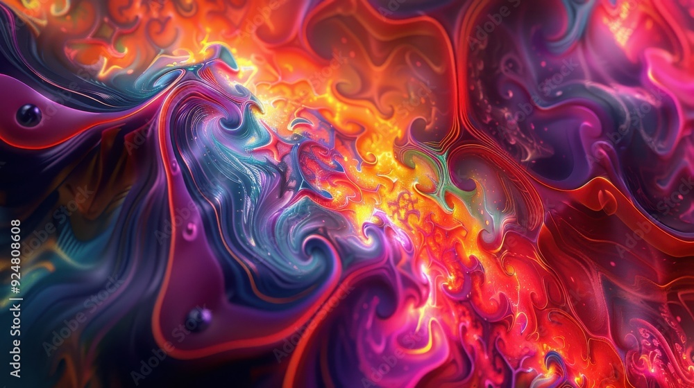 Poster a vibrant abstract pattern featuring swirls of color, blending seamlessly to create an energetic vis