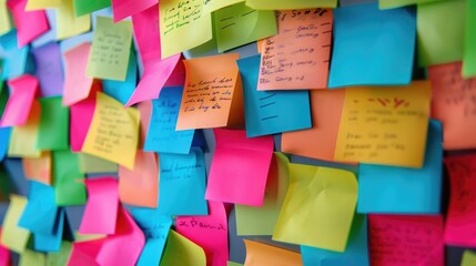 Colorful post it stickers stuck --ar 16:9 Job ID: b97441c4-21dc-407c-bcc1-4b3b78bd8471