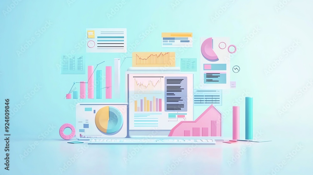 Aufkleber colorful data visualization display featuring charts, graphs, and statistics in a modern digital wor