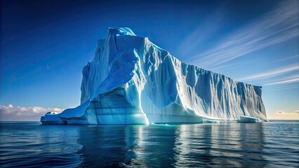 Enormous iceberg drifting in ocean against clear sky backdrop, Global warming, natural landscape, climate change, arctic, polar