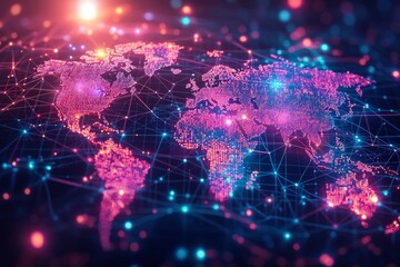 Global Digital Business Network Connection Illustration created with Generative AI