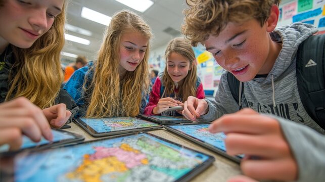 Students Using Tablets In