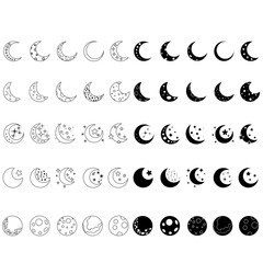 Moon icon vector set. Celestial Moon illustration sign collection. Retro Moon symbol or logo.