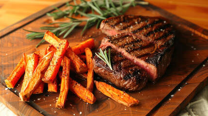 Grilled Steak and Sweet Potato Fries