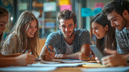 Students collaborating on a